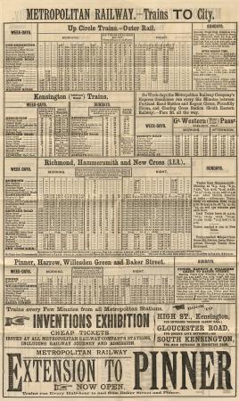Metropolitan Railway Timetable 1885